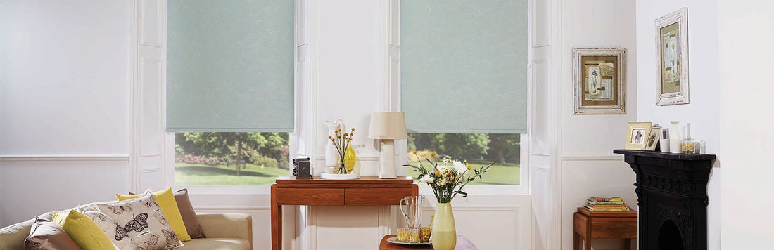Stylish indoor window blinds blocking sunlight in a cozy living room, enhancing comfort and reducing heat.