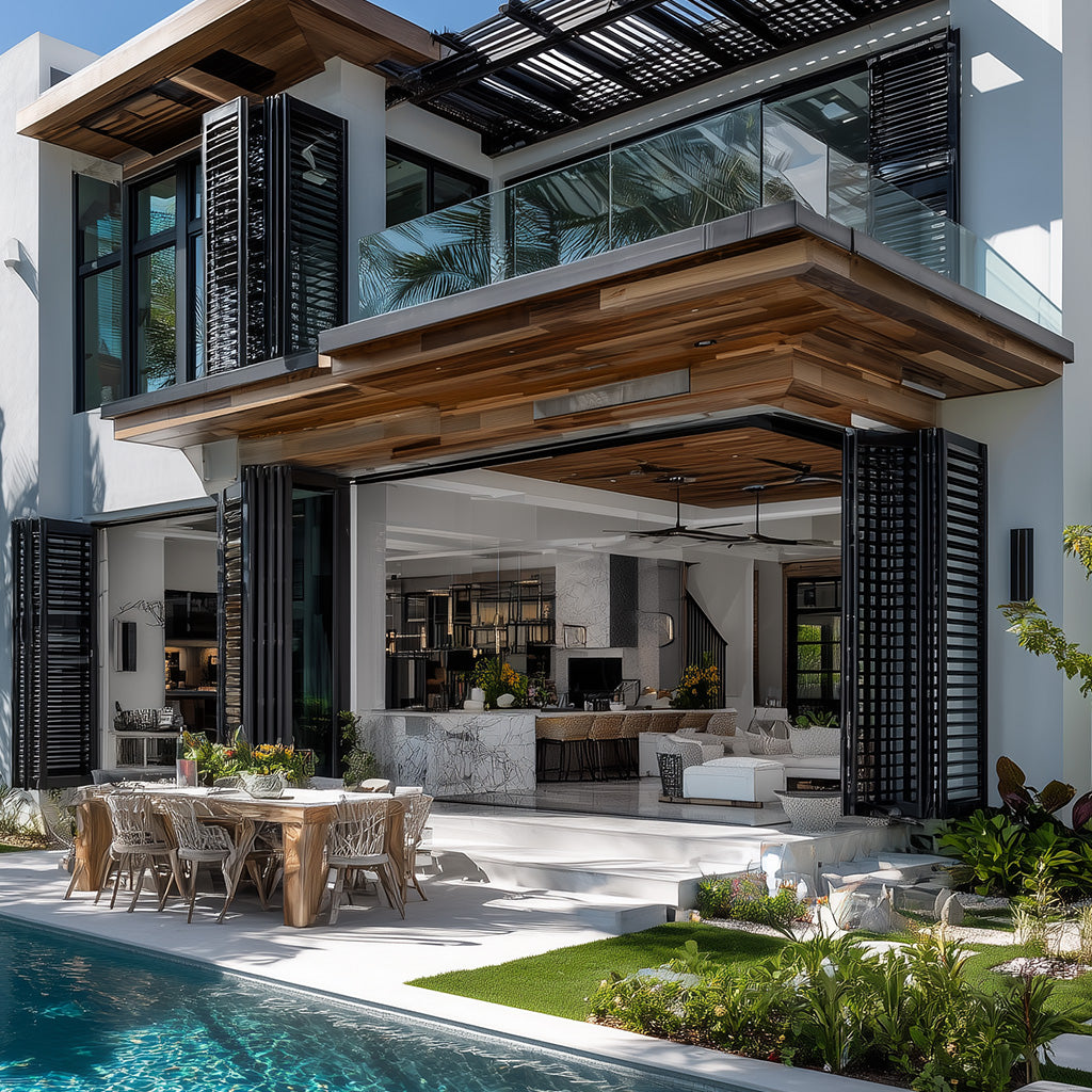 Bi-fold Outdoor Aluminium Plantation Shutters
